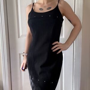 Black Midi Dress – Minimal Rhinestone Detail